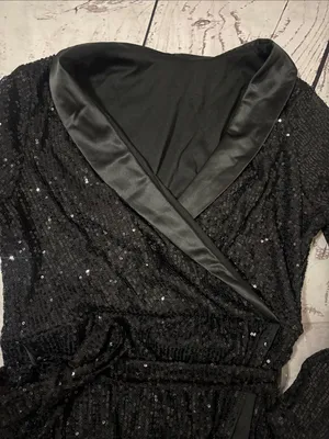 Black Sequin Wrap Dress - Elegant Women's Evening Dress small thumbnail 4