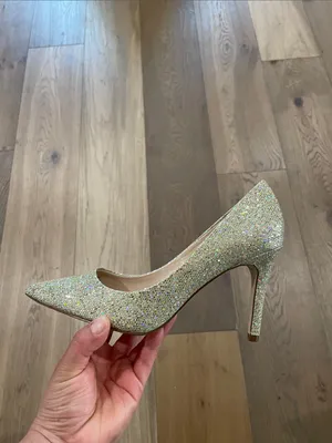 New! ADRIANNA PAPELL Platino Gold Pumps Size 8 Pointed Toe Heels Gold Sparkle thumbnail 13