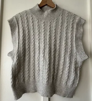 Cupcakes and Cashmere Gray Cable Knit Sweater Vest thumbnail 1