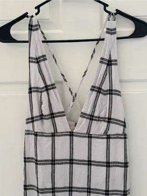 Urban Outfitters White and Black Windowpane Plaid Mini Dress thumbnail 3