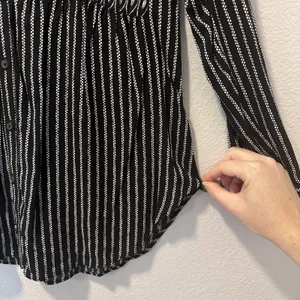 Anthropologie Maeve Size-8‎ Tunic Top Calia Black Geometric Stripe Buttondown thumbnail 12