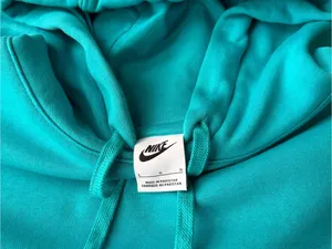 Nike Sportswear Club Fleece Turquoise Aqua Hoodie Pullover Size L thumbnail 4