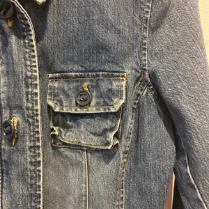 Old Navy Womens Medium Blue Denim Military Safari Jacket Zip Cargo Pockets Y2K thumbnail 4