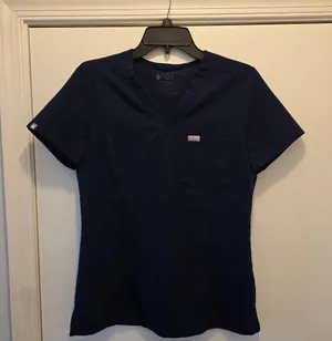 FIGS Navy V-Neck Scrub Top with Chest Pocket thumbnail 1