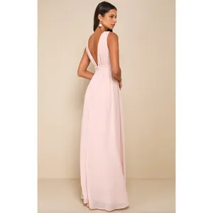 Lulus Heavenly Hues Blush Maxi Dress Chiffon Bridesmaid Formal Evening XS NWT thumbnail 3