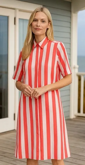 NWOT Lake x Atlantic Pacific Marnie Caftan Granita Stripe Night Shirt‎ Dress M thumbnail 1