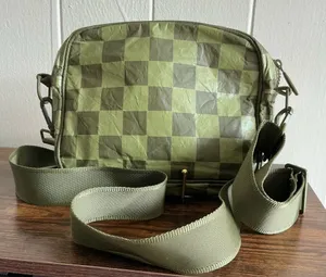 A Waterproof ALOHA Collection Le Tour Army Green Checkered crossbody bag thumbnail 1