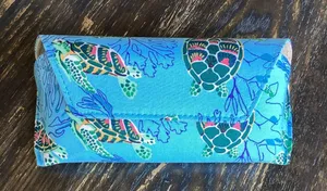 Vera Bradley Turquoise Sea Turtle and Coral Sunglasses Case thumbnail 1