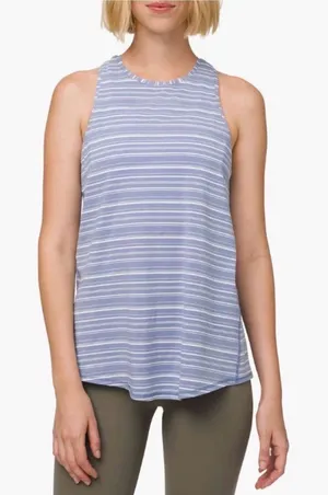 Lululemon All Tied Up Tank Top Blue & White‎ Stripe Size 2 thumbnail 1