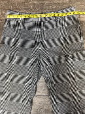 LOFT The Riviera Slim Plaid Ankle Pants Black White Size 10 thumbnail 6