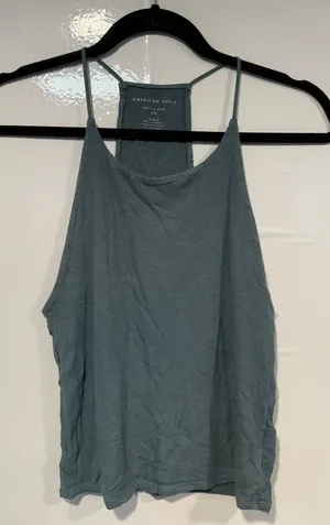 American Eagle Outfitters Green Teal Ribbed Soft and Sexy Cami Tank Top thumbnail 1