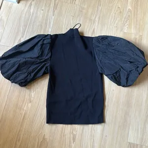 Black Oversized Puff Sleeve Blouse thumbnail 3