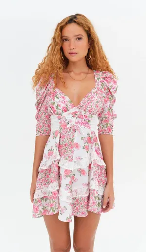 For Love & Lemons Rosalyn Mini Dress Pink thumbnail 1