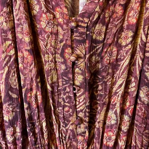 Peruvian Connection Adria Dress Burgundy Gold Floral V‎ Neck Raglan Sleeve Small thumbnail 5
