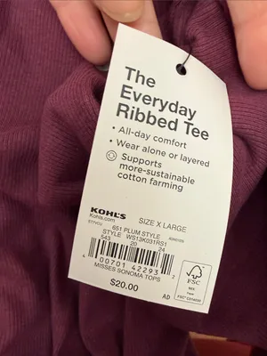 NWT Sonoma Ribbed Scoop-Neck Tee in Plum Size XL thumbnail 3