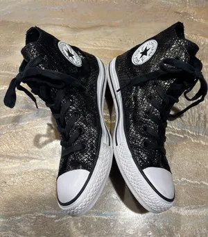 Converse All Star High Top Metallic Snakeskin-textured Black Sneakers Women 7.5 thumbnail 1