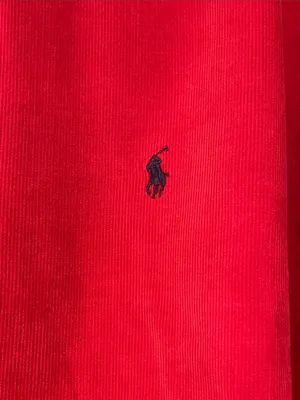 Ralph Lauren Bright Red Corduroy Button-Down Shirt cut off and hemmed size L thumbnail 5