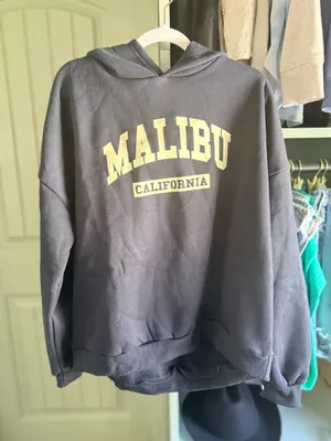 Edikted Navy Hoodie with White Malibu California Print thumbnail 2