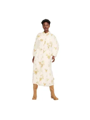 Woolrich X TGT Long Sleeve Utility Midi Shirt Dress Cream Off White Multi M thumbnail 9