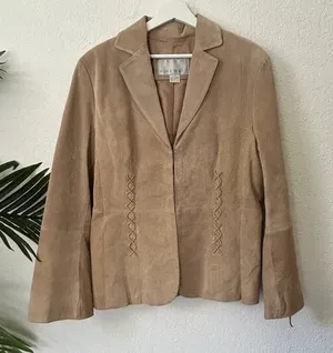 Nine West Vintage Genuine Suede Leather Jacket L thumbnail 1