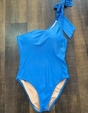 J. Crew Blue Bow One-Shoulder One Piece Swimsuit Size 12 thumbnail 2