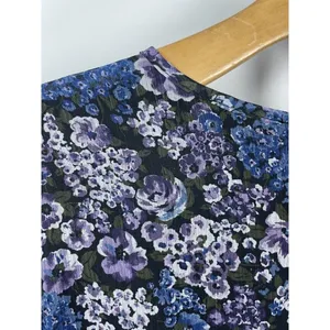 Vici Blue Purple Black Floral Ruched Long Sleeve Chiffon Mini Dress Size L‎ thumbnail 8