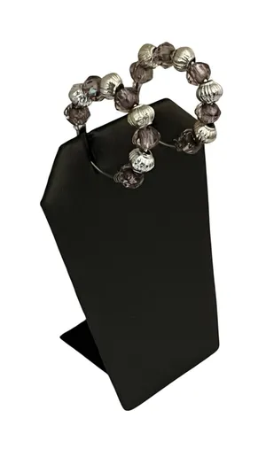 These handmade beaded hoop earrings feature a unique combination of purple, gray, and silver tones. The faceted beads add a touch of bohemian style, making them a perfect gift for someone who loves one-of-a-kind accessories. The handmade quality adds a personal touch to these earrings, making them a standout piece for any jewelry collection. thumbnail 1