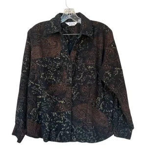 Keren Hart Paisley Corduroy Shirt M 70s Boho Eclectic Grandpa Fall thumbnail 1
