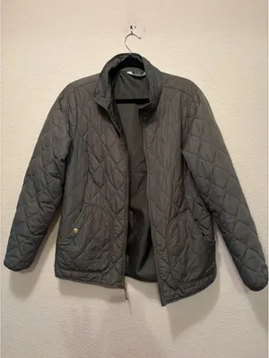 Eddie Bauer Quilted Olive‎ Green Jacket with Snap and Zipper Closure thumbnail 3