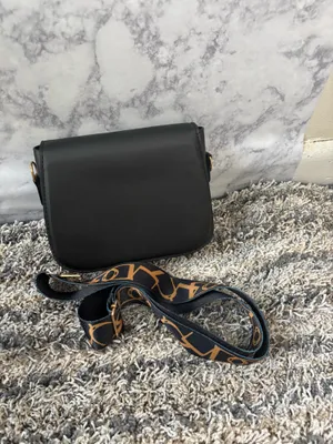 Black Croc-Embossed Handbag with Gold Handle & Crossbody Strap thumbnail 3