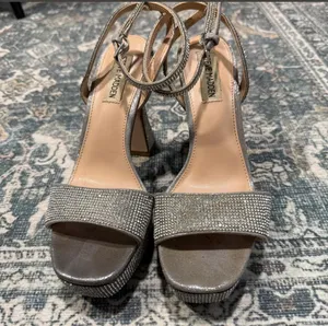 Steve Madden Womens Lashed Rhinestone Open Toe Slingback platform heels thumbnail 3