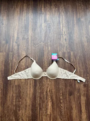 NWT Maidenform 36C Lightly Lined T-Shirt Beige Bra With Lace Detail- Size 36C thumbnail 2