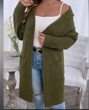 Poof Apparel Cardigan Elegant Olive Women's Size S thumbnail 1
