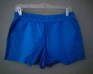 J.Crew 6 S Linen Blend Pull On Pocketed Short Shorts in Teal Blue thumbnail 4