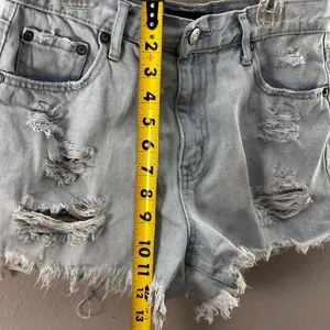 Aeropostale Women Light Blue Denim Jean Cheeky Shorts Distressed‎ Ripped size 8 thumbnail 6