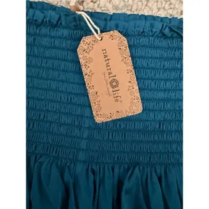 Natural Life NWT Boho Teal Smocked Satin Flowy Shorts M Cottagecore thumbnail 4