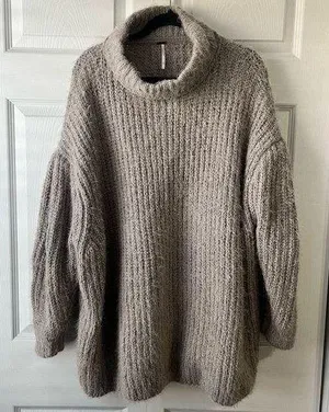 Free People Oasis Oversize Tunic Sweater in Silver Glass Combo Size Small thumbnail 1