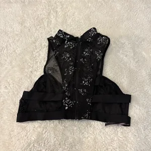 Victoria's Secret Womens Black Mesh High Neck Bralette Sparkly Sz L Emo Girl Festival Grunge thumbnail 2