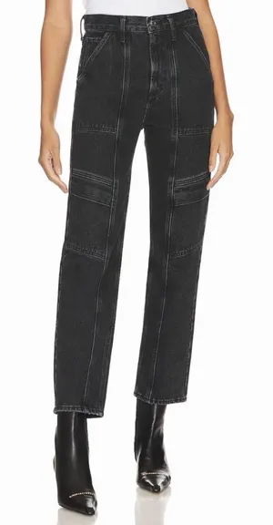 AGOLDE Cooper Cargo Straight Jean Faded Black Size‎ 25 Edgy Modern Classic thumbnail 1