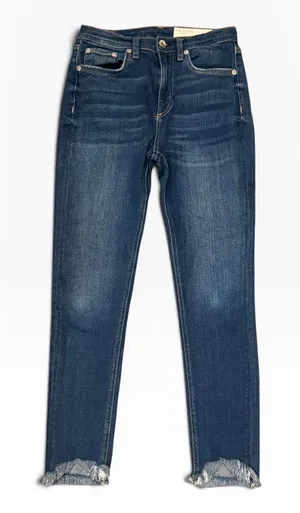 Rag & Bone High Rise Ankle Skinny Jeans Dark Wash Raw Step Hem Size 26‎ Modern thumbnail 1