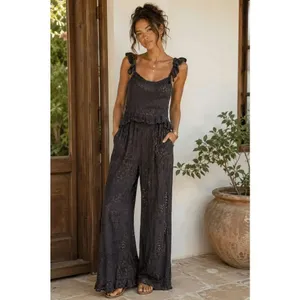 Blue B Purple Blue Paisley Boho Wide Leg Jumpsuit Romper Large thumbnail 9