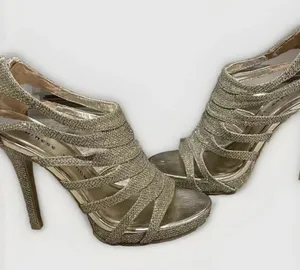 Chinese Laundry Impress' Metallic Gold Glittered Caged Platform Heels thumbnail 5