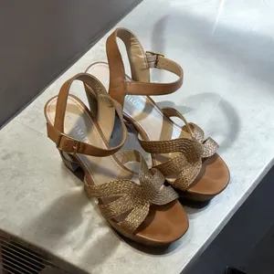 The Limited Platform Sandals Brown 8.5 M Womens Block Heel‎ Woven Ankle Strap thumbnail 3