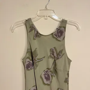Wild Fable Dress Sleeveless Tank‎ Green Purple Floral Chiffon High Neck Small thumbnail 3