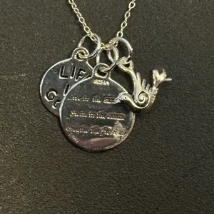 Life is Good 925 silver inspirational layered charm pendant necklace thumbnail 2