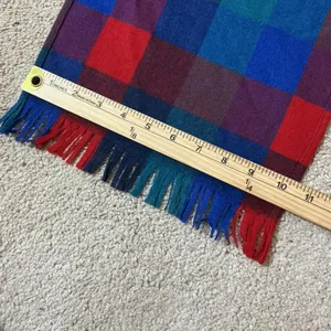 Pendleton Plaid Virgin Wool‎ Scarf Blue Red Purple Fringe Preppy Winter Warm thumbnail 4