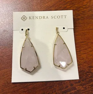 NWT Retired Kendra Scott Carla Gold Rose Quartz Drop Earrings thumbnail 1
