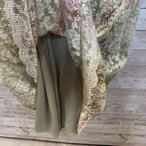 Vtg 90s Helene Blake Womens 12 Dress Sage Green Floral Lace Cottagecore Made USA thumbnail 5