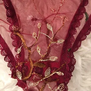 NEW IN PACKAGE! Wine velvet, sheer, embroidered, under wire‎ body suit thumbnail 5