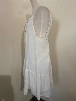 Miss Me White Mini lined summer Dress with Rust Embroidered Front thumbnail 3